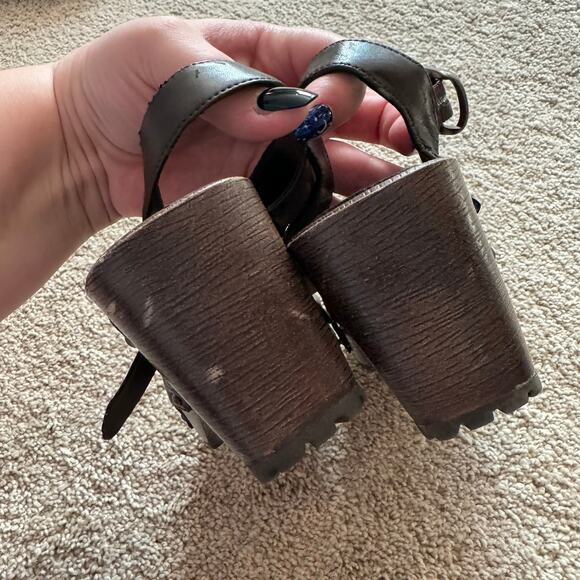 Lower East Side Chunky Heel Strappy Studded Sandals Women's Size 5.5 Brown Y2K - Picture 4 of 11